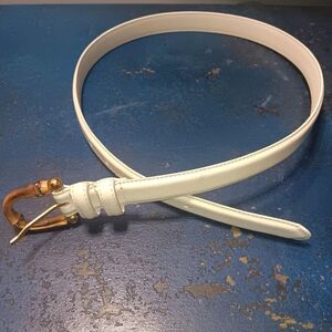 Chic White Belt with Gold Buckle